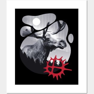 Elk Moose in the nature with the sami sun Posters and Art